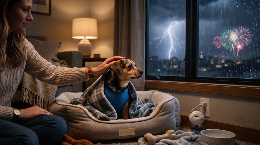 Miedo a truenos y cohetes: cómo ayudar a tu perro en temporada de lluvias