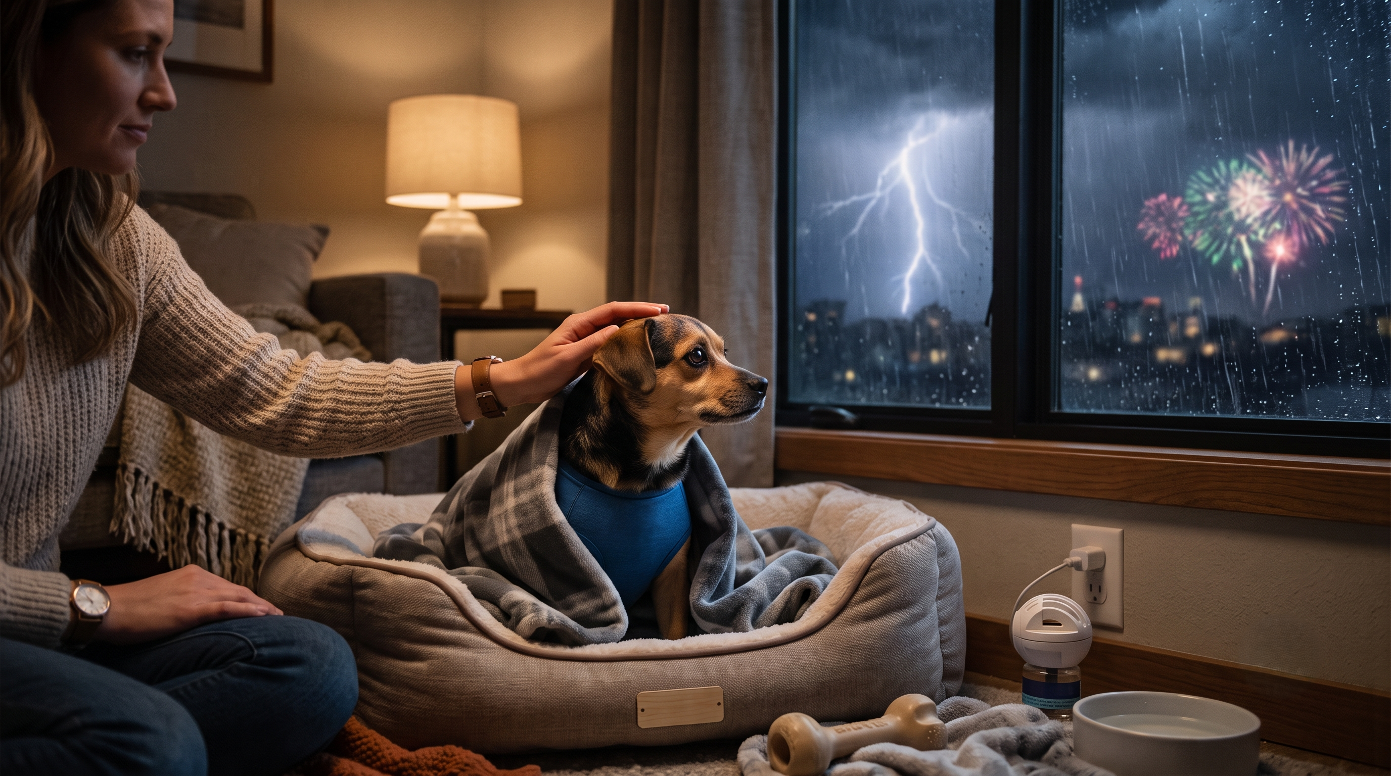 Miedo a truenos y cohetes: cómo ayudar a tu perro en temporada de lluvias