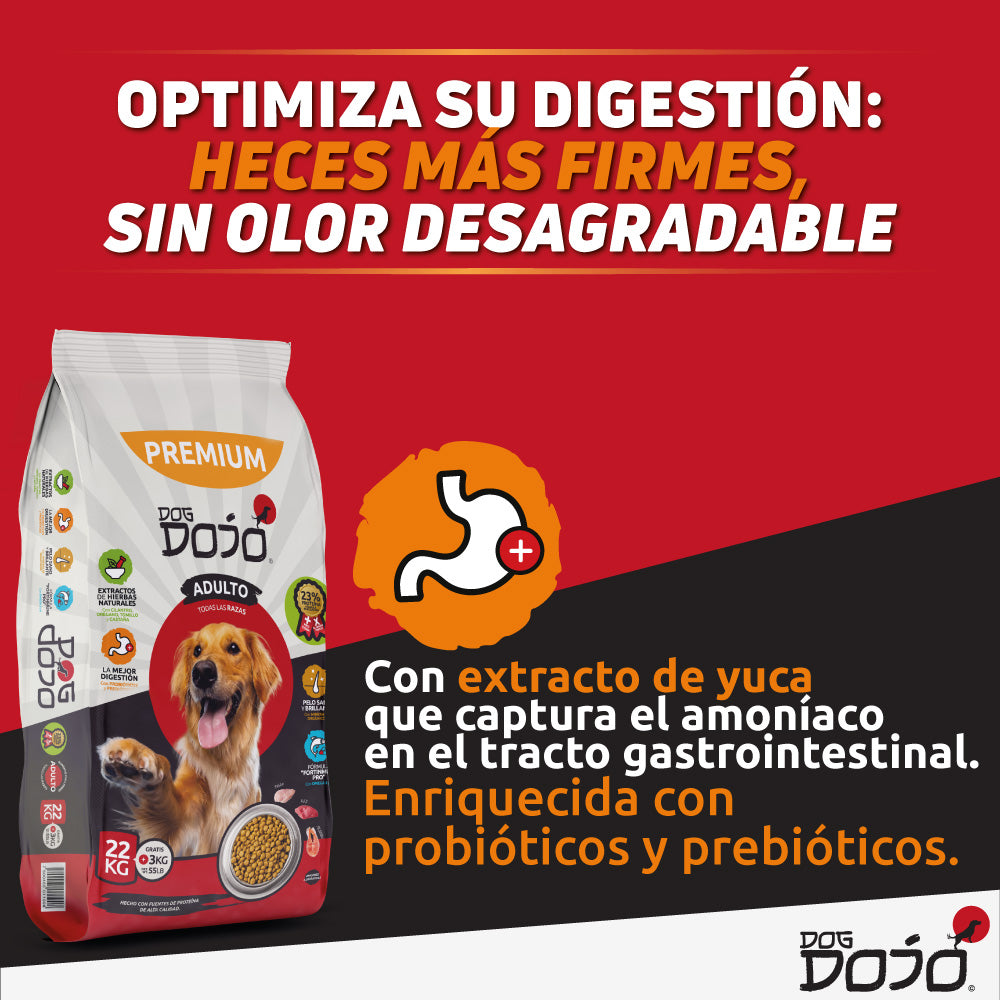 Alimento PREMIUM 25kg Razas Grandes + Dojo Balance Gastro Care — Suplemento Digestivo Avanzado 300g